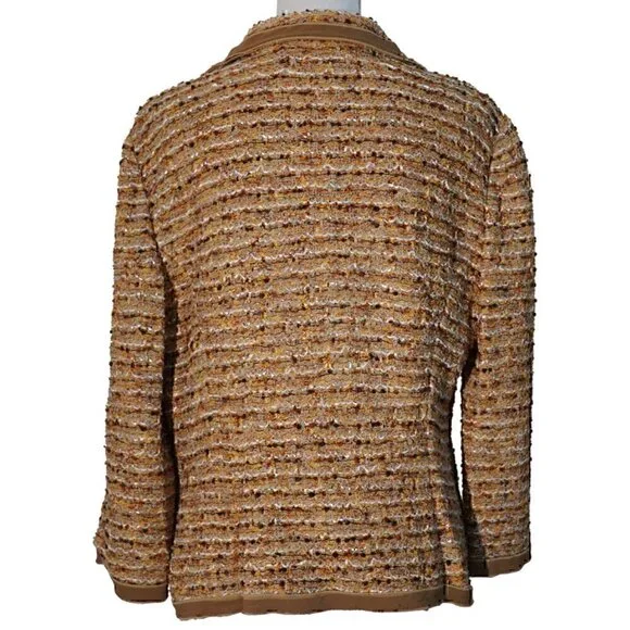 St. John Couture Textured Silk Blend Jacket w/ Tuxedo-Style Lapels   - Picture 2 of 7